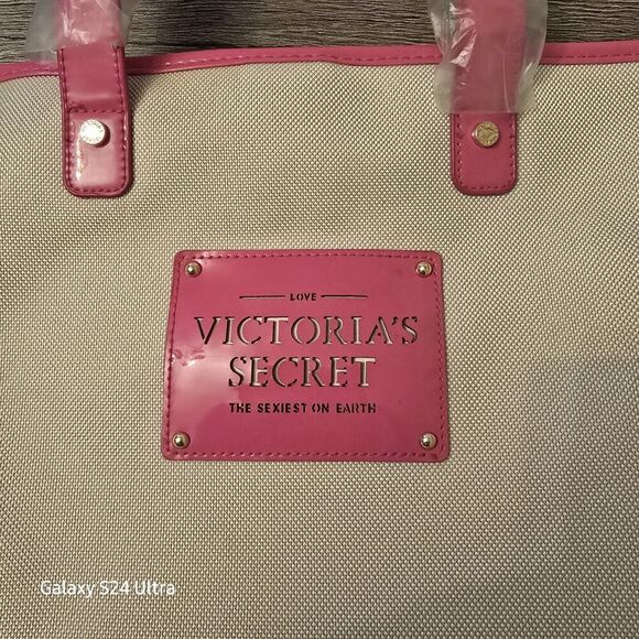 Victoria's Secret "The Sexiest On Earth" Medium Tote Beige/Pink - Picture 1 of 9